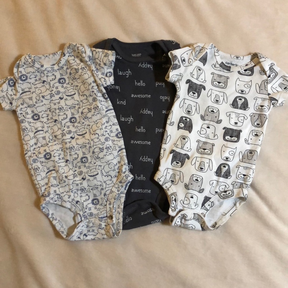 Short Sleeve Baby Onesies - 3pk
